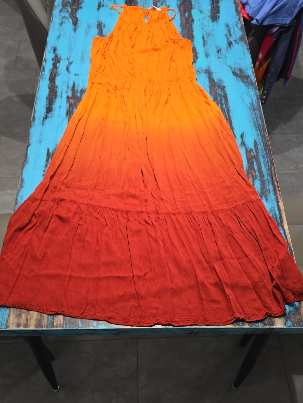 Knox Rose Ombre Halter Maxi Dress in Orange and Red